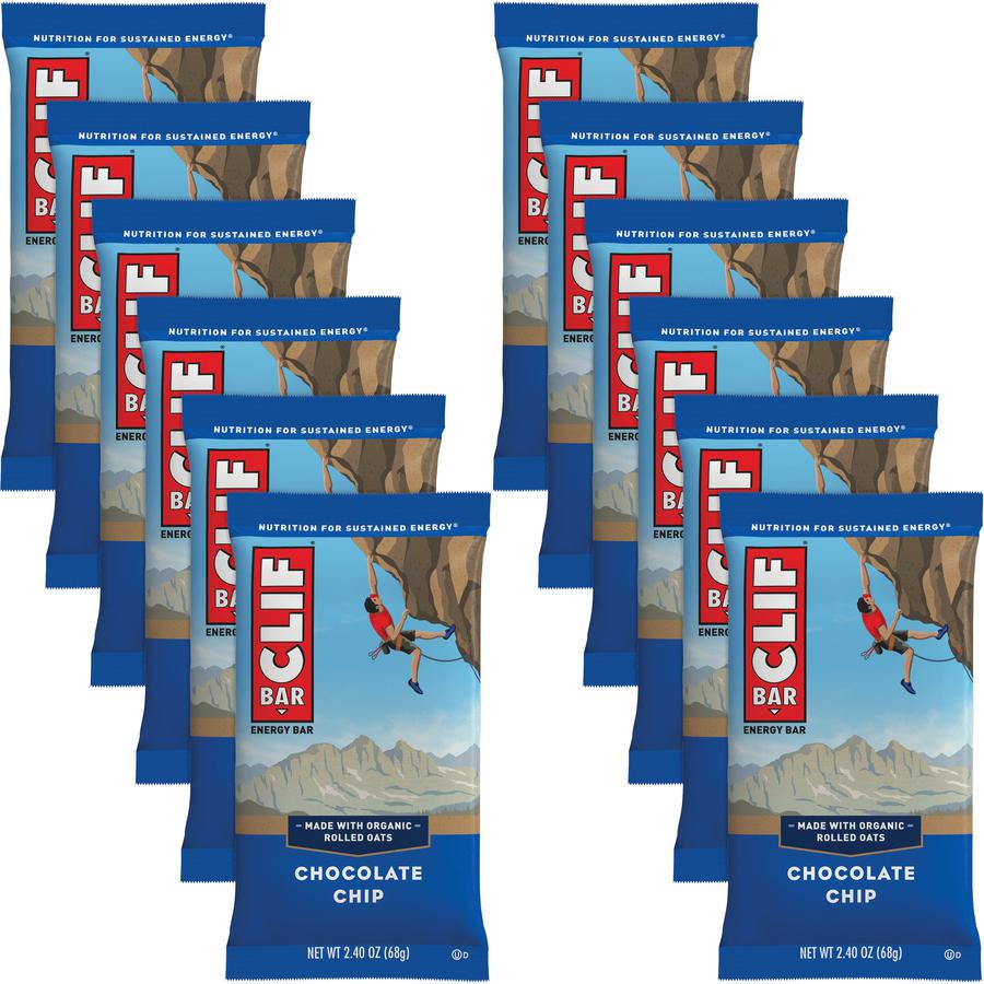 Clif Bar Chocolate Chip Energy Bar - Individually Wrapped - Chocolate Chip - 2.40 oz - 12 / Box. Picture 3