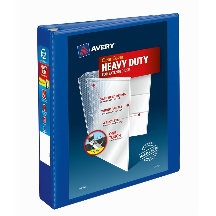 Avery&reg; Heavy-Duty View Binders - Locking One Touch EZD Rings - 1 1/2" Binder Capacity - Letter - 8 1/2" x 11" Sheet Size - 400 Sheet Capacity - Ring Fastener(s) - 4 Pocket(s) - Polypropylene - Rec. Picture 2