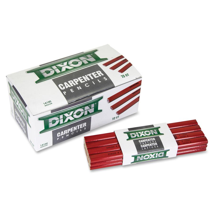 Dixon Economy Flat Carpenter Pencils - Medium Point - Red Lead - 1 Dozen. Picture 3