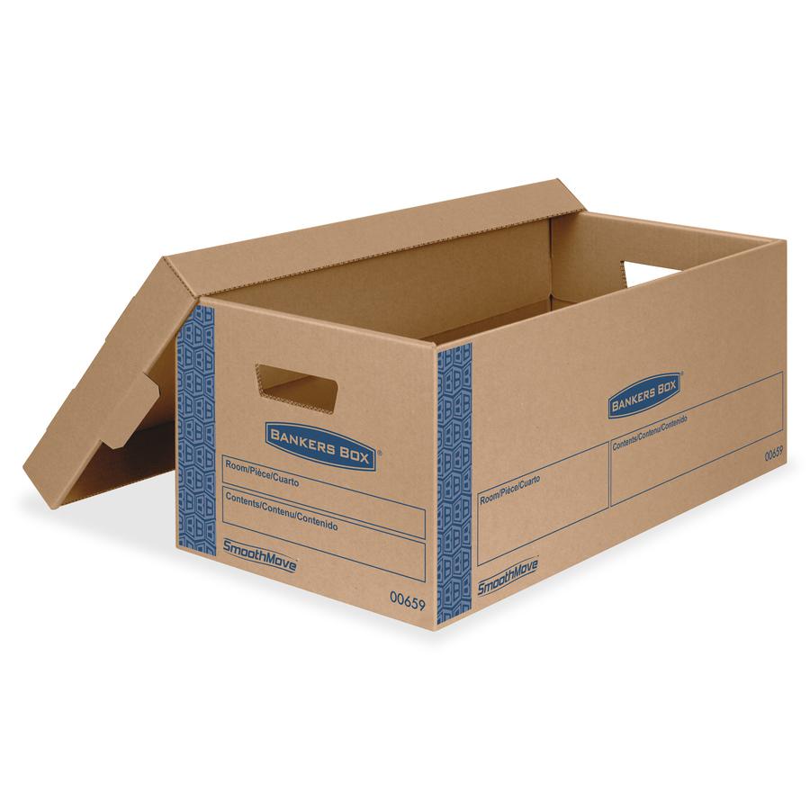Bankers Box SmoothMove Moving Boxes - Internal Dimensions: 12" Width x 24" Depth x 10" Height - External Dimensions: 12.9" Width x 25.4" Depth x 10.3" Height - Media Size Supported: Letter - Lid Lock . Picture 3