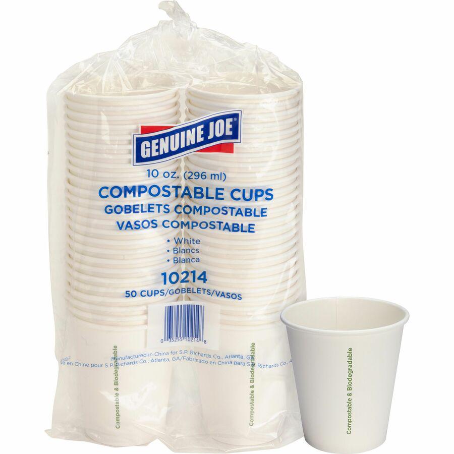 Genuine Joe 10 oz Eco-friendly Paper Cups - 50 / Pack - White - Paper - Coffee, Tea, Hot Chocolate. Picture 6