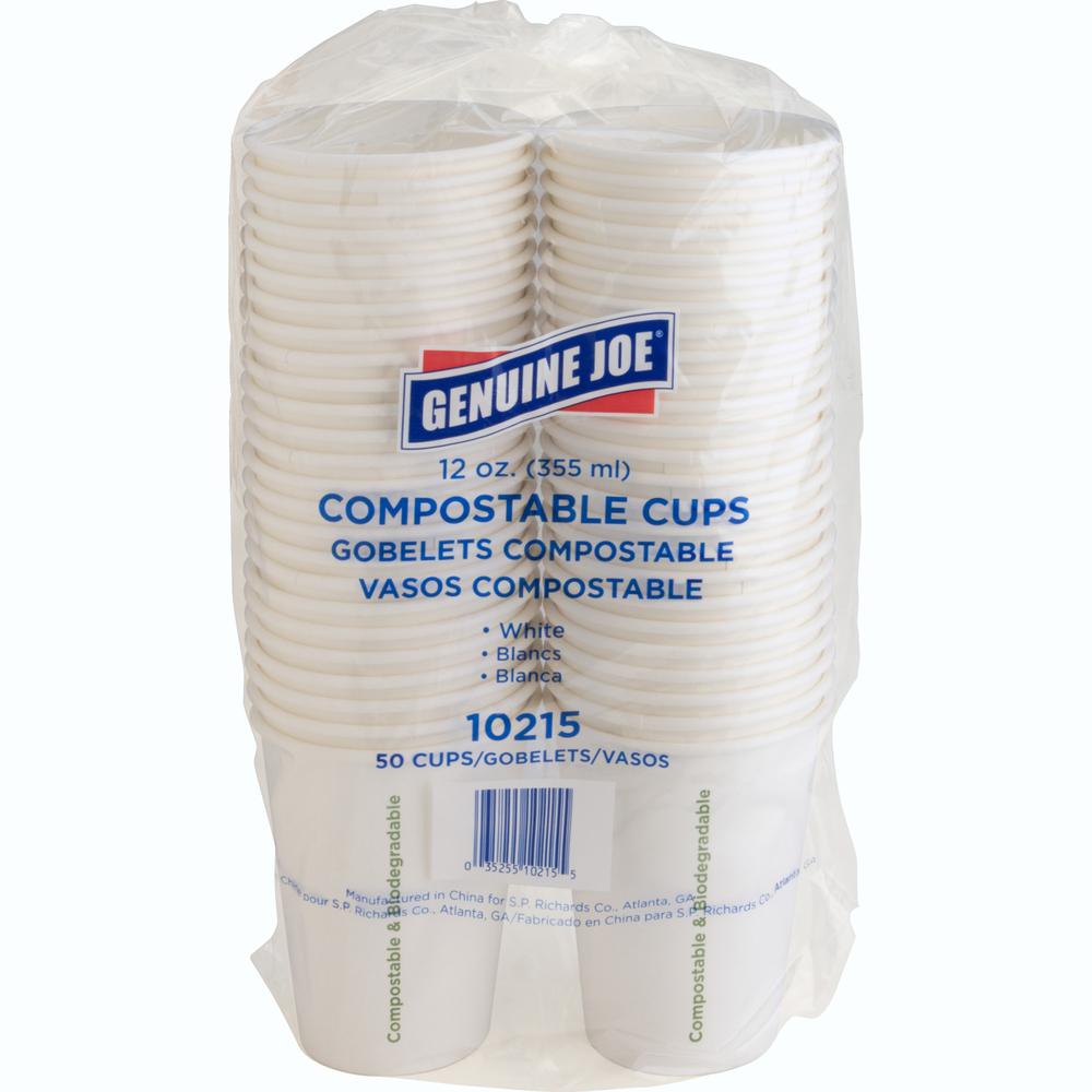 Genuine Joe 12 oz Eco-friendly Paper Cups - 50 / Pack - White - Paper. Picture 2