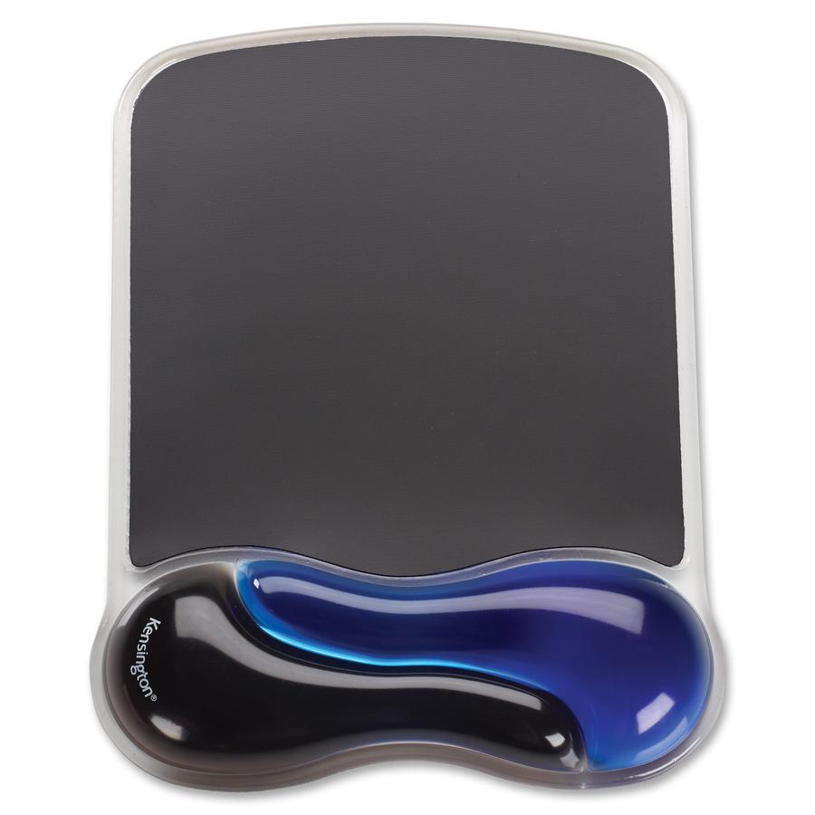 Kensington Duo Gel Wave Mouse Pad Wrist Pillow - Black & Blue - 1 Pack. Picture 4