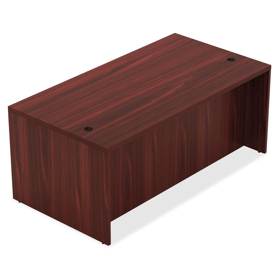 Lorell Chateau Series Mahogany Laminate Desking - 70.9" x 35.4" x 30"Desk, 1.5" Top - Reeded Edge - Material: P2 Particleboard - Finish: Mahogany, Laminate. Picture 4