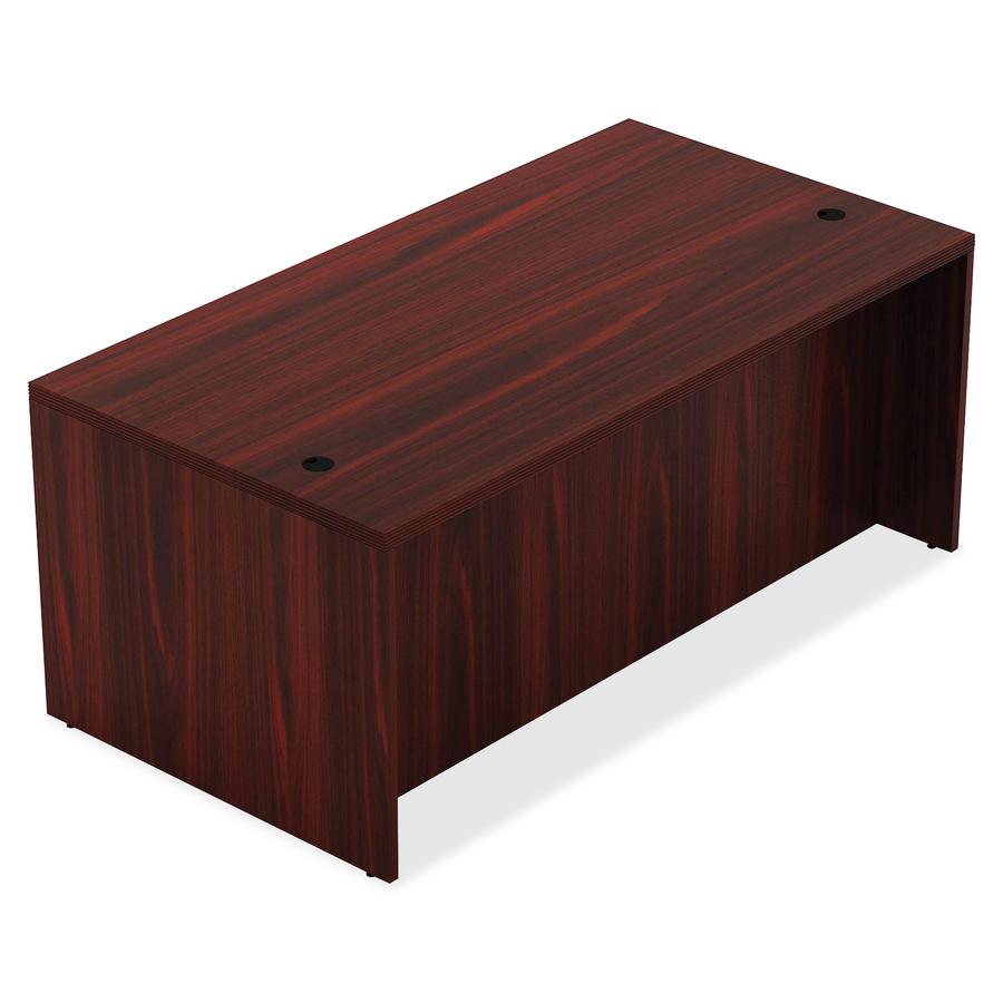 Lorell Chateau Series Mahogany Laminate Desking Table Desk - 59" x 29.5" x 30"Table, 1.5" Table Top - Reeded Edge - Material: P2 Particleboard - Finish: Mahogany Laminate. Picture 3