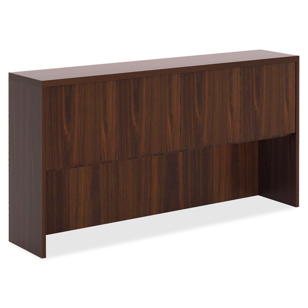 Lorell Chateau Series Mahogany Laminate Desking - 66.1" x 14.8" x 36.5"Hutch, 1.5" Top - Drawer(s)4 Door(s) - Reeded Edge - Material: P2 Particleboard - Finish: Mahogany, Laminate. Picture 4