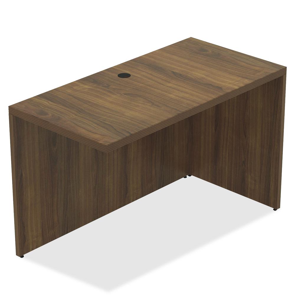 Lorell Chateau Series Return - 47.3" x 23.6"30" Desk, 1.5" Top - Reeded Edge - Material: P2 Particleboard - Finish: Walnut, Laminate - Durable, Modesty Panel, Grommet, Cord Management - For Office. Picture 6