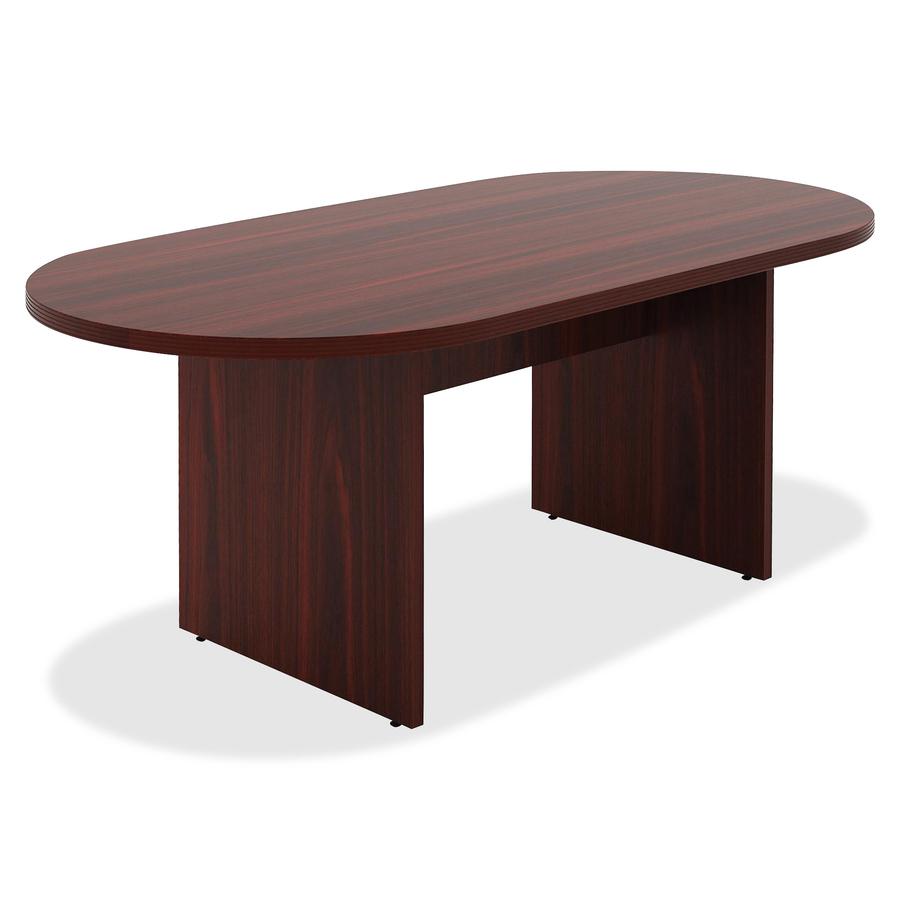 Lorell Chateau Series 6' Oval Conference Table - 70.9" x 35.4"30" Table, 1.5" Top - Reeded Edge - Material: P2 Particleboard - Finish: Mahogany Laminate - Durable, Modesty Panel - For Meeting. Picture 5