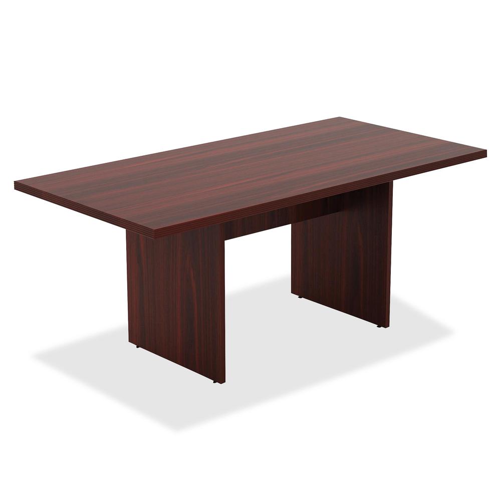 Lorell Chateau Series 6' Rectangular Table - 70.9" x 35.4"30" Table, 1.5" Table Top - Reeded Edge - Material: P2 Particleboard - Finish: Mahogany Laminate - Durable, Modesty Panel - For Meeting. Picture 3
