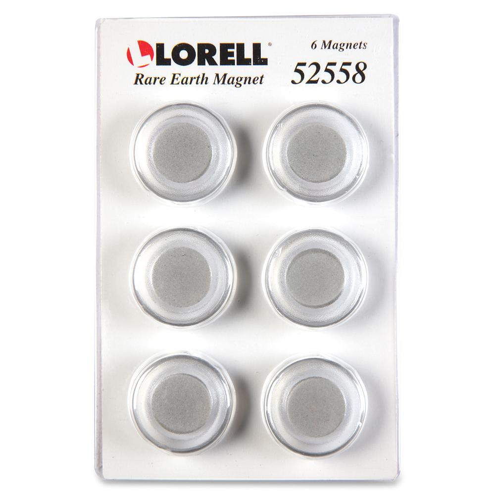 Lorell Round Cap Rare Earth Magnets - 1.2" Diameter - Round - 6 / Pack - Clear. Picture 2