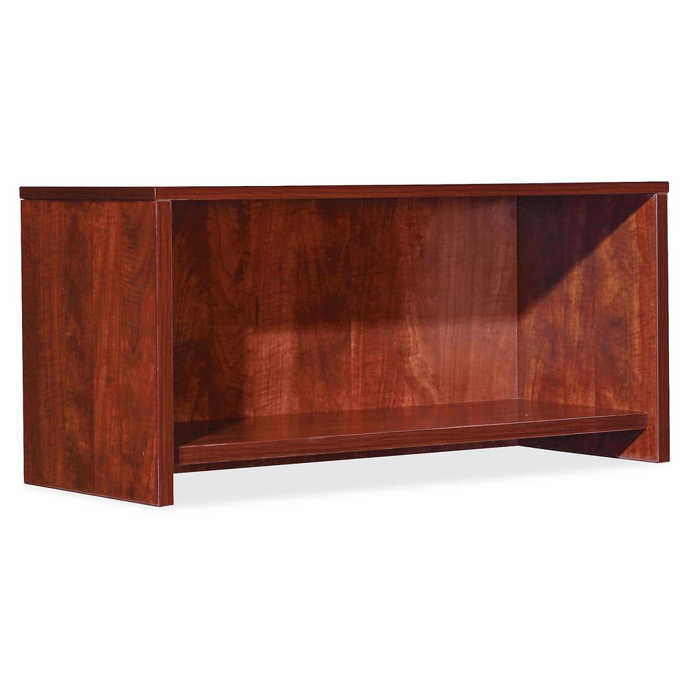 Lorell Essentials Hutch - 29.5" x 14.8"16.8" Hutch, 1" Side Panel, 0.6" Back Panel, 0.7" Panel, 1" Bottom Panel - Band Edge - Finish: Cherry. Picture 4