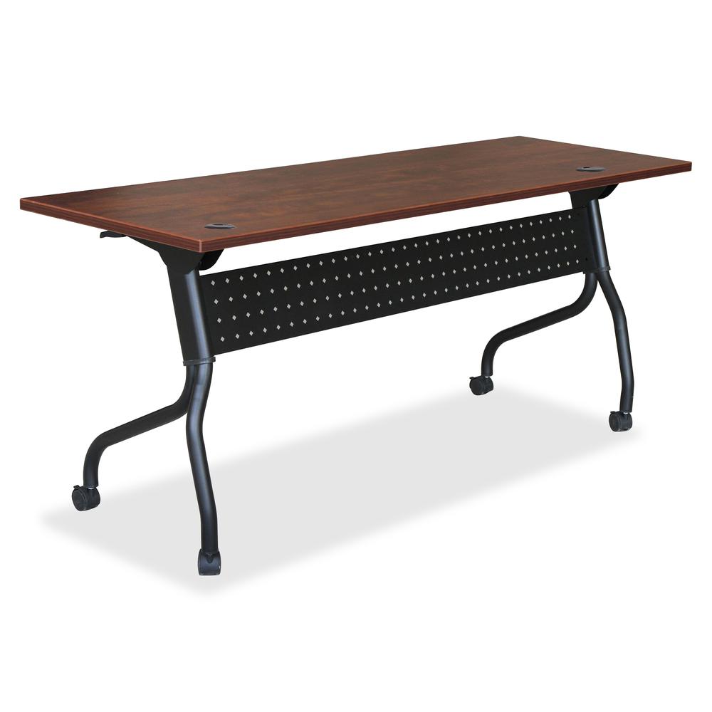 Lorell Flip Top Training Table - Rectangle Top - Four Leg Base - 4 Legs x 72" Table Top Width x 23.60" Table Top Depth - 29.50" Height x 28.70" Width x 23.63" Depth - Assembly Required - Cherry - Mela. Picture 5