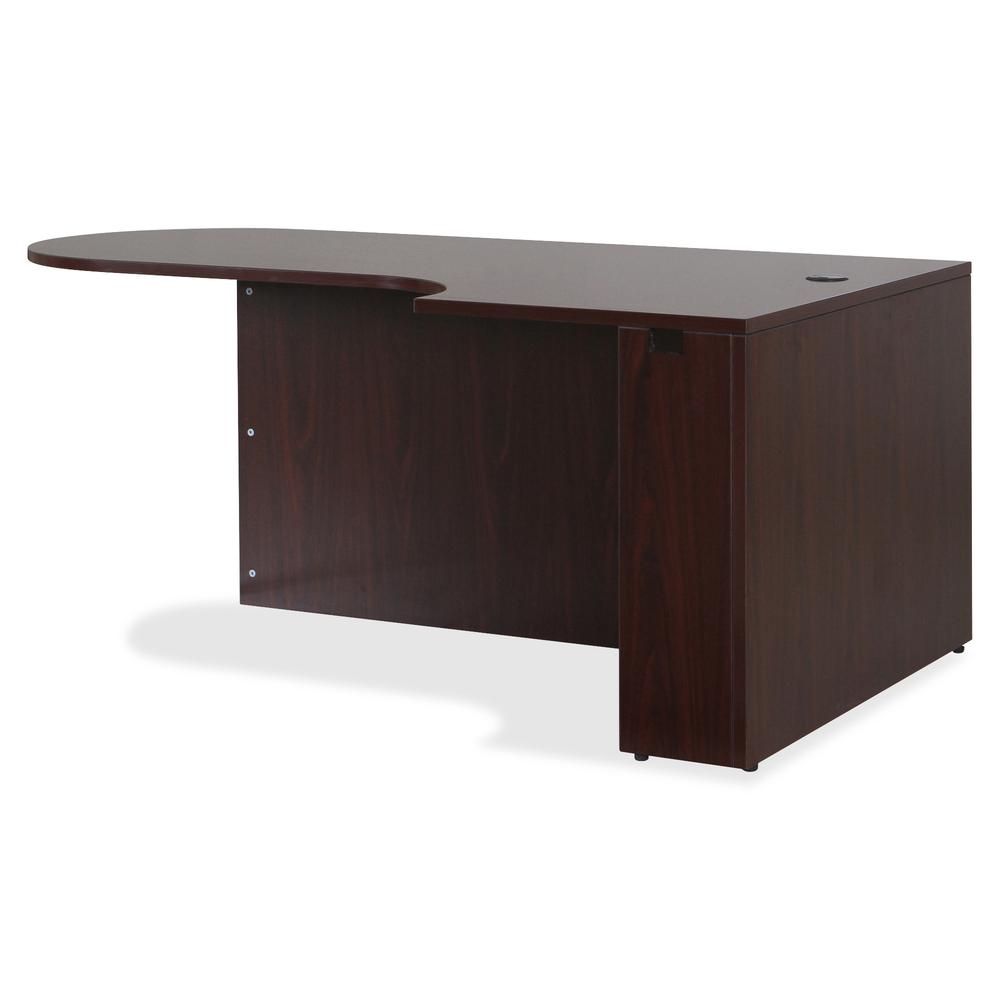 Lorell Essentials Right Peninsula Desk Box 1 of 2 - 1" Top, 70.9" x 41.9" x 29.5" - Material: Polyvinyl Chloride (PVC) Edge - Finish: Mahogany Laminate. Picture 3