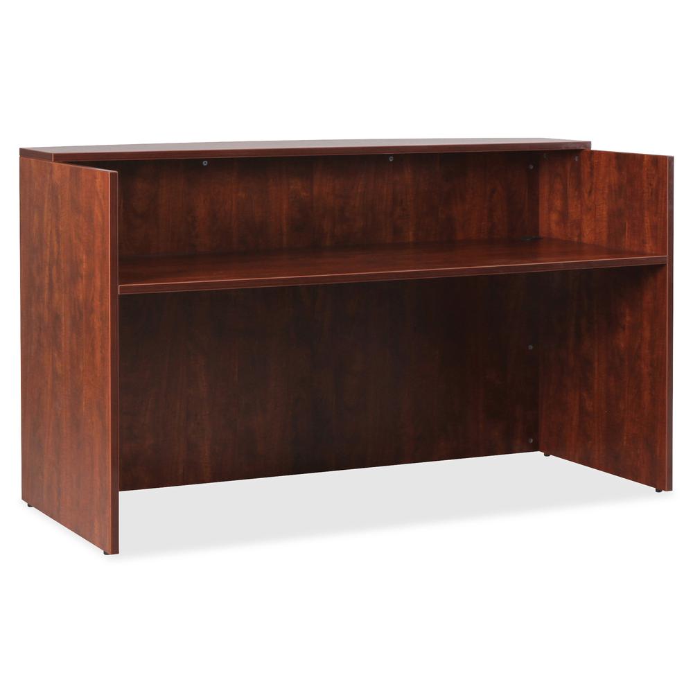 Lorell Essentials Series Front Reception Desk - 1" Top, 35.4" x 70.9"42.5" Desk - Finish: Cherry Laminate - Durable - For Office. Picture 4