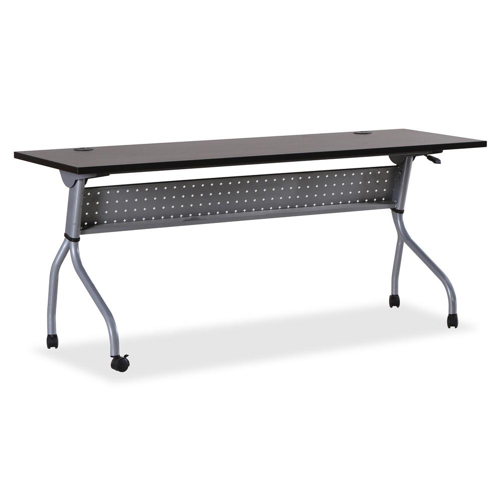 Lorell Flip Top Training Table - Rectangle Top - Four Leg Base - 4 Legs x 72" Table Top Width x 23.50" Table Top Depth - 29.50" Height x 70.88" Width x 23.63" Depth - Assembly Required - Espresso, Sil. Picture 5