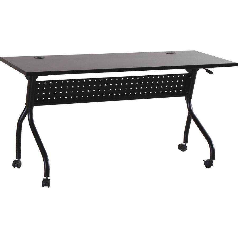 Lorell Flip Top Training Table - Rectangle Top - Four Leg Base - 4 Legs x 48" Table Top Width x 23.50" Table Top Depth - 29.50" Height x 47.25" Width x 23.63" Depth - Assembly Required - Black, Espres. Picture 9