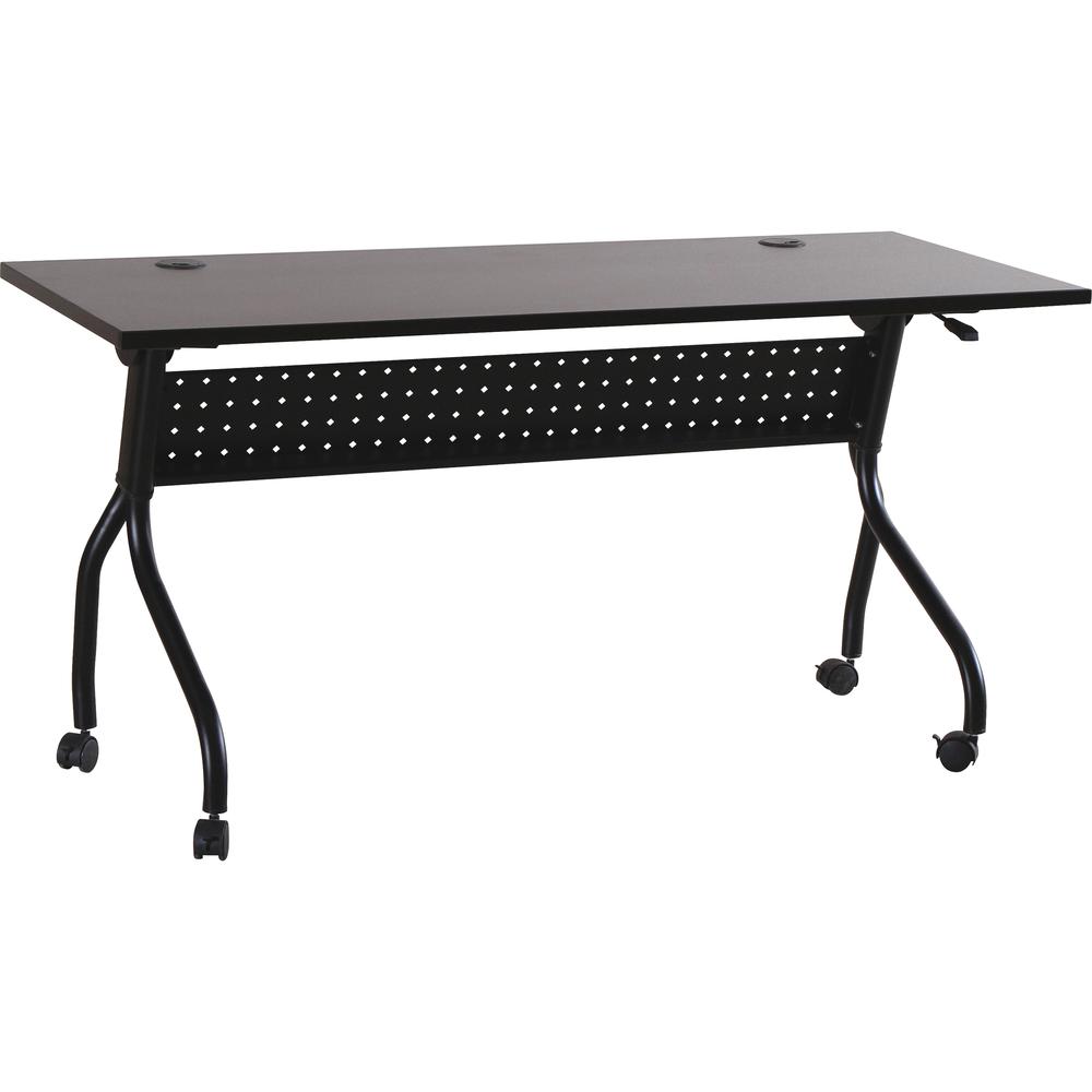 Lorell Flip Top Training Table - Rectangle Top - Four Leg Base - 4 Legs x 60" Table Top Width x 23.50" Table Top Depth - 29.50" Height x 59" Width x 23.63" Depth - Assembly Required - Espresso, Black . Picture 8