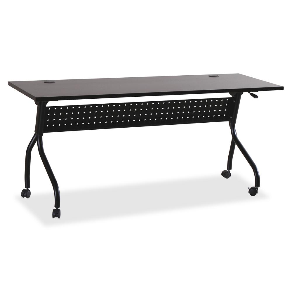 Lorell Flip Top Training Table - Rectangle Top - Four Leg Base - 4 Legs x 72" Table Top Width x 23.50" Table Top Depth - 29.50" Height x 70.88" Width x 23.63" Depth - Assembly Required - Espresso, Bla. Picture 6