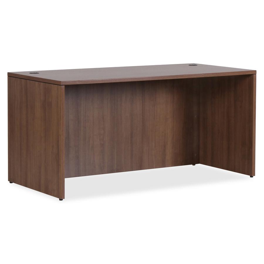 Lorell Essentials Series Rectangular Desk Shell - 1" Top, 66.1" x 29.5"29.5" Desk - Finish: Walnut Laminate - Lockable, Grommet, Modesty Panel, Adjustable Feet - For Office. Picture 11