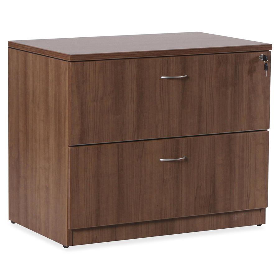 Lorell Essentials Series Lateral File - 1" Top, 0.1" Edge, 35.5" x 22"29.5" Lateral File - 2 x File Drawer(s) - Walnut, Laminate Table Top - Durable, Built-in Hangrail, Ball Bearing Slide, Drawer Exte. Picture 7