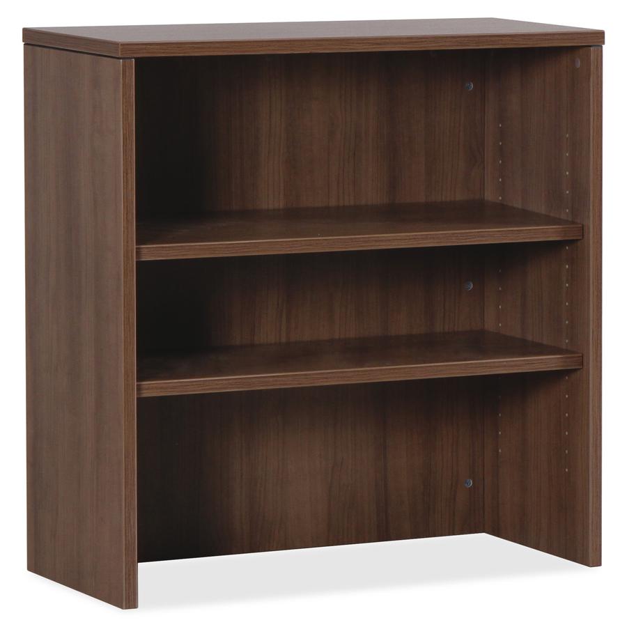 Lorell Essentials Series Stack-on Bookshelf - 36" x 15"36" - 2 Shelve(s) - Material: MFC, Polyvinyl Chloride (PVC) - Finish: Walnut, Laminate - Stackable - For Office, Book, Binder, Display Screen. Picture 7