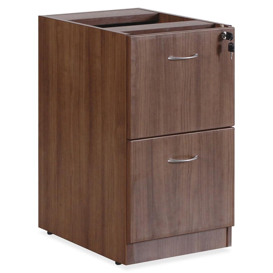 Lorell Essentials Series File/File Fixed File Cabinet - 15.5" x 21.9"28.5" Pedestal, 3.8" - 2 x File Drawer(s) - Finish: Laminate, Walnut - Built-in Hangrail, Ball-bearing Suspension, Mobility - For F. Picture 10