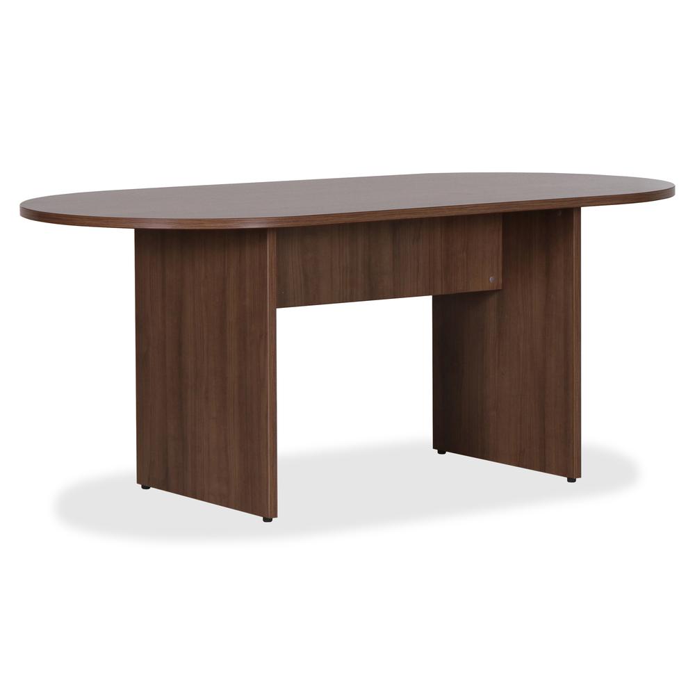 Lorell Essentials Walnut Laminate Oval Conference Table - 1.3" Table Top, 0" Edge, 70.9" x 35.4" x 29.5"Table - Material: Wood - Finish: Walnut Laminate. Picture 5