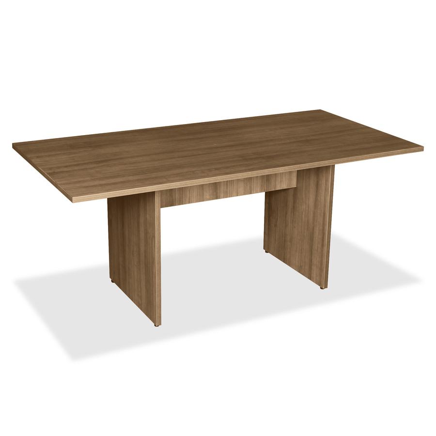 Lorell 2-Panel Base Rectangular Walnut Conference Table - 1" Table Top, 0" Edge, 70.9" x 35.4" x 29" - Material: MFC, Polyvinyl Chloride (PVC) - Finish: Walnut Laminate. Picture 3