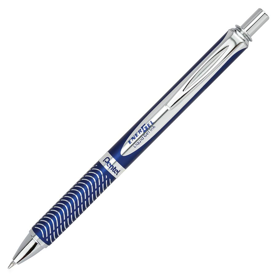 EnerGel EnerGel Alloy Retractable Gel Pen - Medium Pen Point - 0.7 mm Pen Point Size - Refillable - Retractable - Black Gel-based Ink - Blue Metal Barrel - Stainless Steel Tip - 1 Each. Picture 2