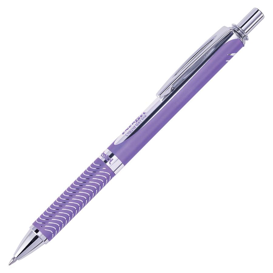 EnerGel EnerGel Alloy Retractable Gel Pens - Medium Pen Point - 0.7 mm Pen Point Size - Refillable - Retractable - Black Gel-based Ink - Violet Metal Barrel - Stainless Steel Tip - 1 Each. Picture 3