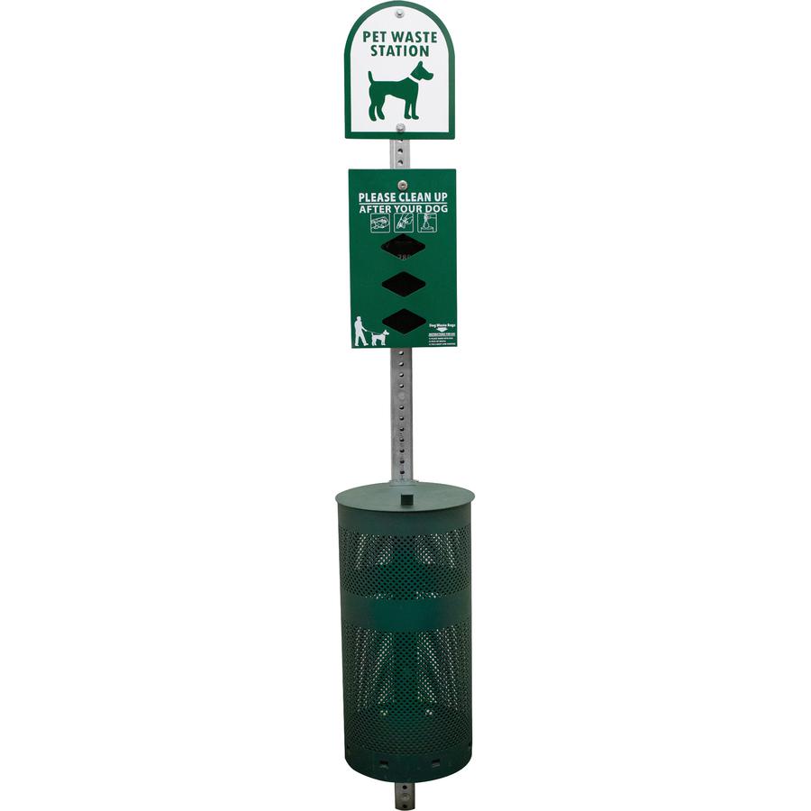 Tatco Dog Waste Station Trash Can - Rust Resistant - Powder Coated Aluminum - Green - 1 Each. Picture 6