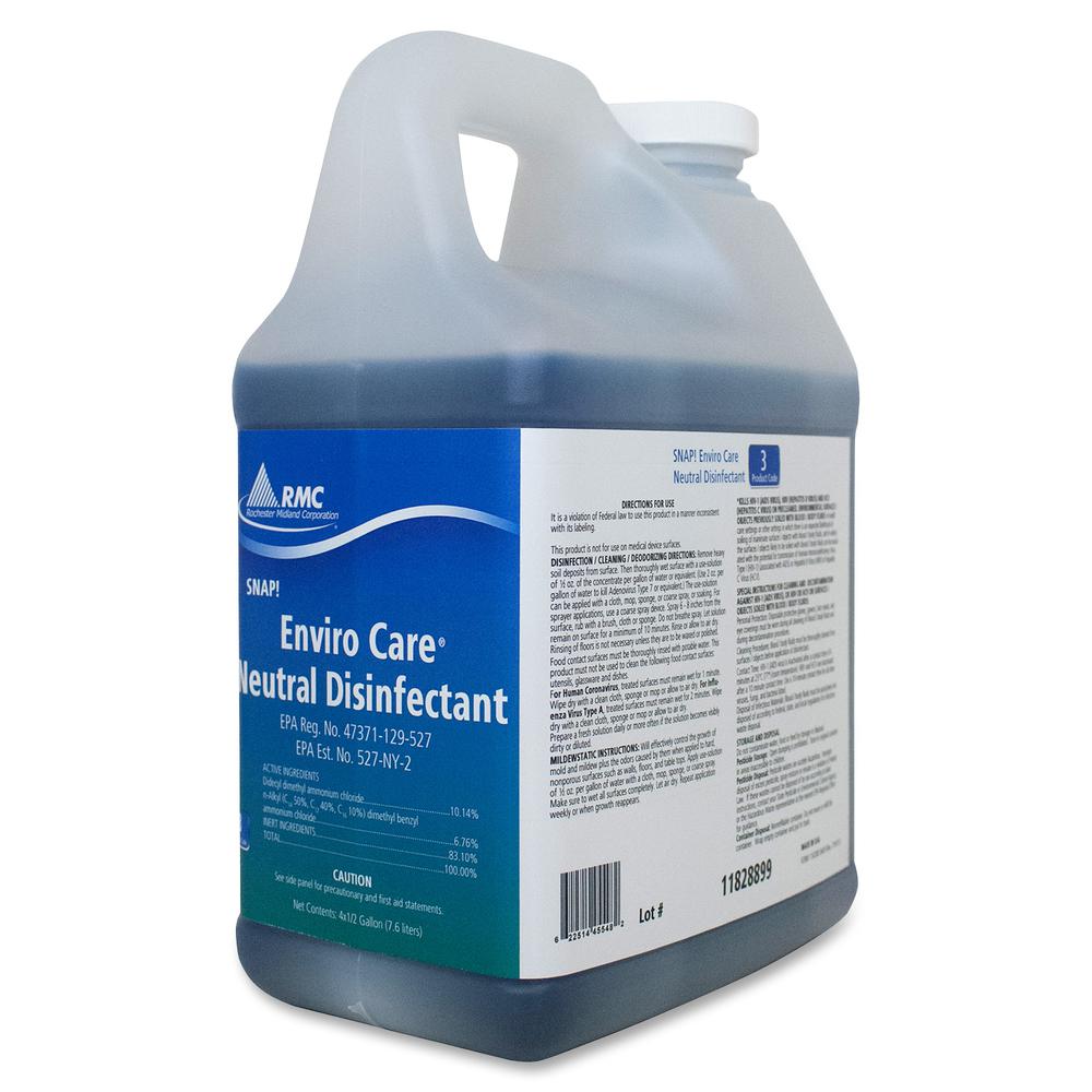 RMC Enviro Care Disinfect Cleaner - Concentrate - 64 fl oz (2 quart) - Neutral Scent - 4 / Carton - Blue. Picture 2