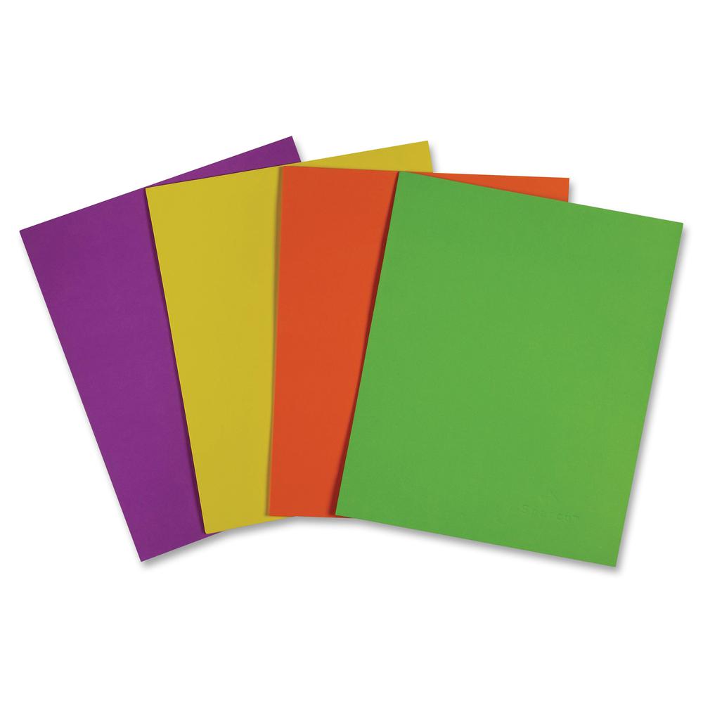 Sparco Letter Pocket Folder - 8 1/2" x 11" - 2 Internal Pocket(s) - Leatherette Paper - Assorted - 25 / Box. Picture 2