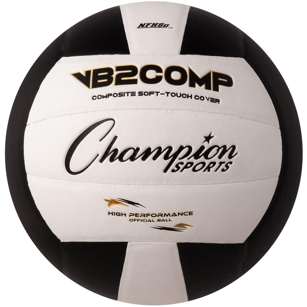 Champion Sports Composite Volleyball Black - 8.25" - Synthetic Leather - Black, White - 1  Each. Picture 2