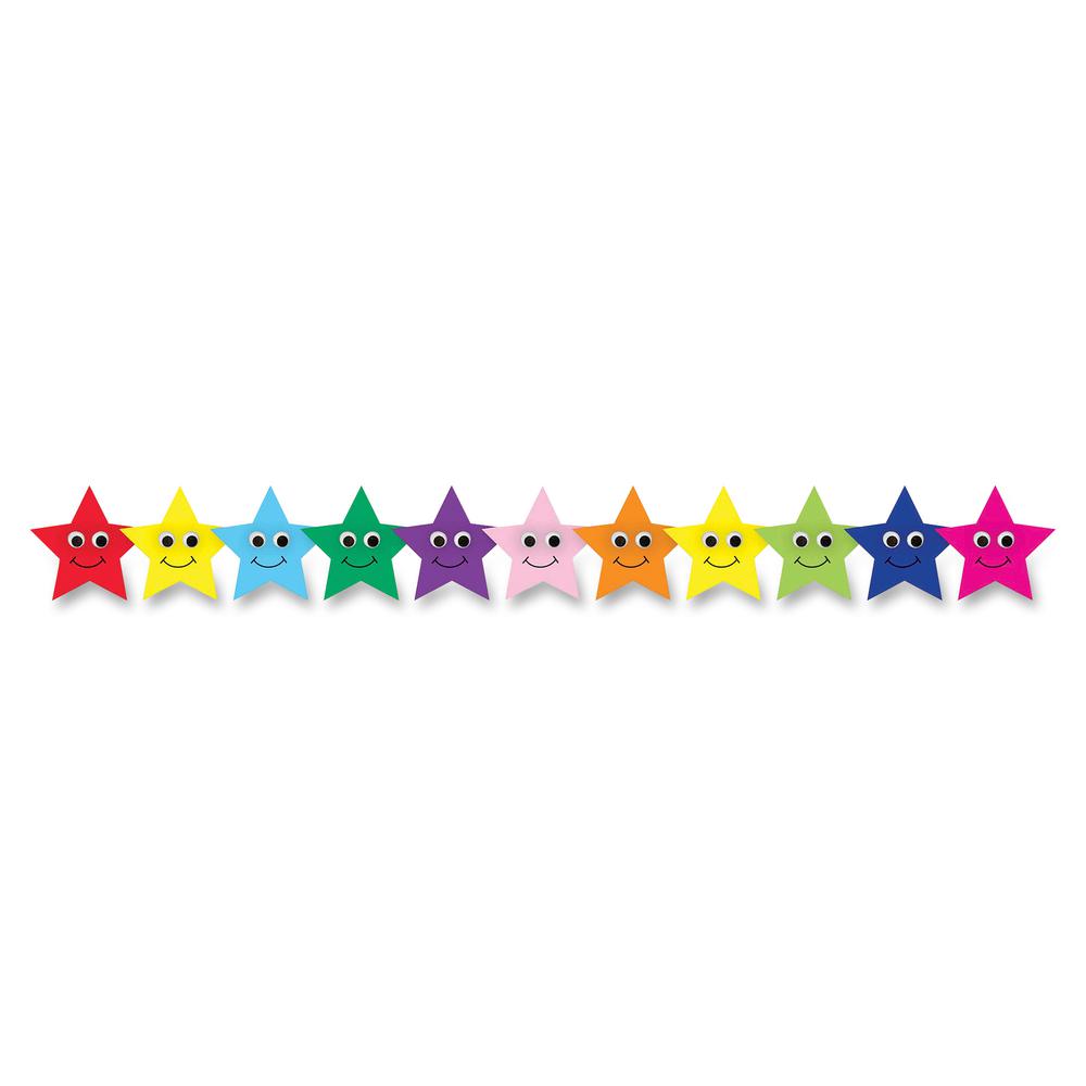 Hygloss Colorful Happy Stars Border Strips - Damage Resistant, Durable, Long Lasting - 36" Height x 3" Width - Assorted - 12 / Pack. Picture 2