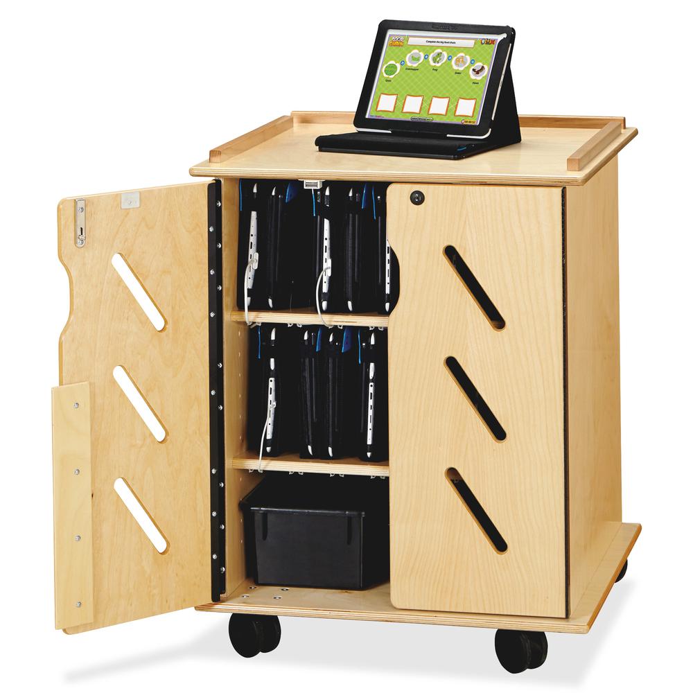 Jonti-Craft Laptop/Tablet Storage Cart - x 24" Width x 23" Depth x 30" Height - Woodgrain - For 32 Devices - 1 Each. Picture 3