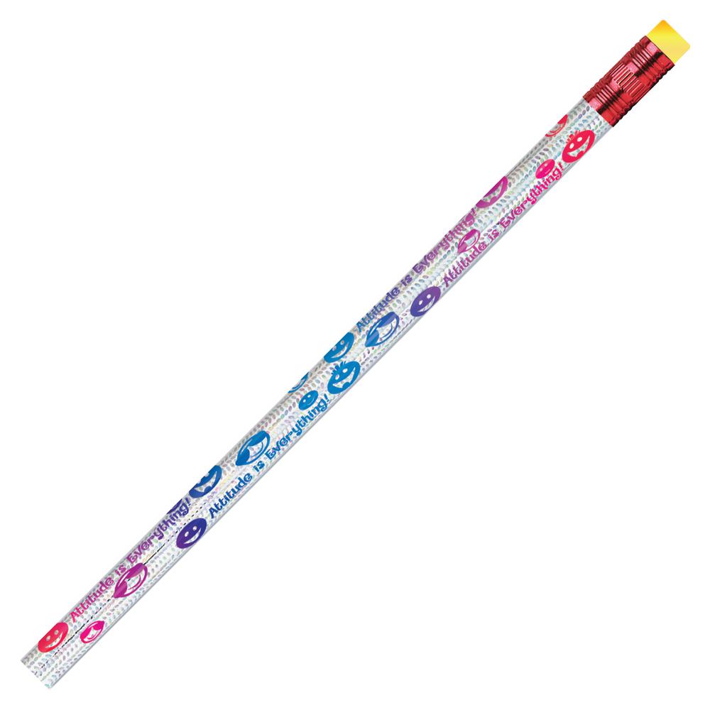 Moon Products Attitude/Everything Themed Pencils - #2 Lead - Silver Barrel - 1 Dozen. Picture 2