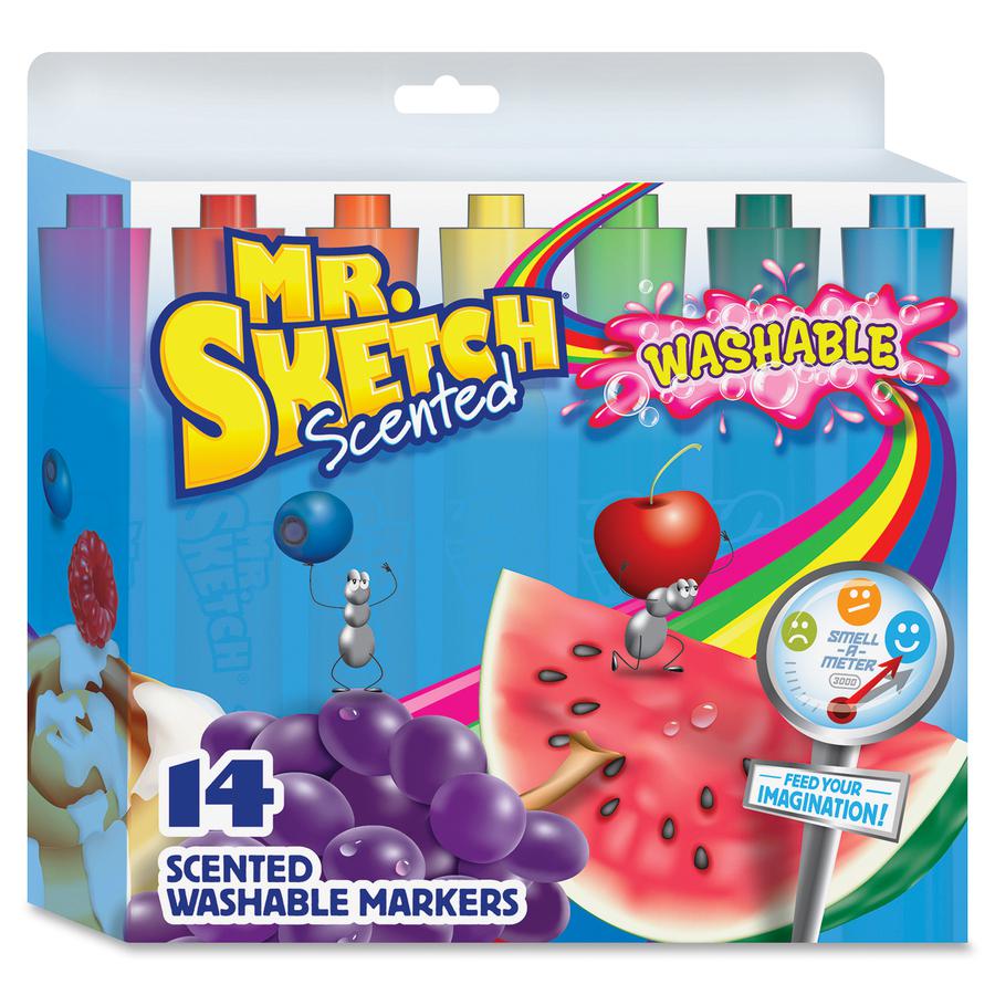 Mr. Sketch Scented Washable Markers - Medium, Broad, Narrow Marker Point - Chisel Marker Point Style - Assorted - 14 / Set. Picture 2