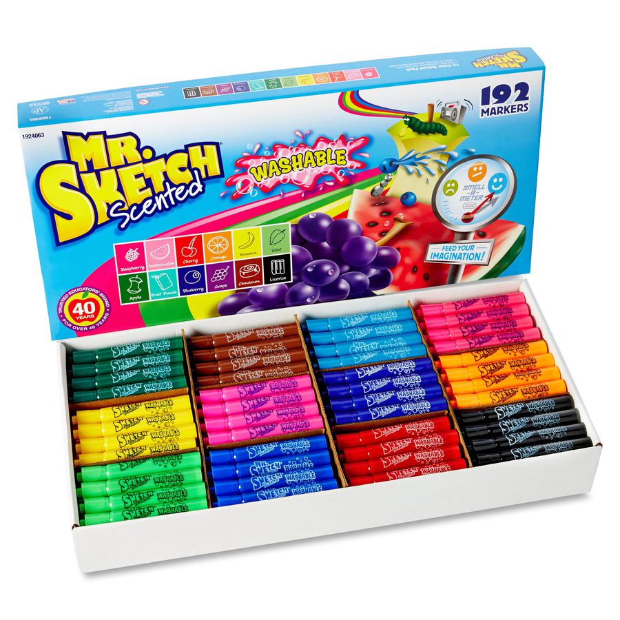 Mr. Sketch Scented Washable Markers - Narrow, Medium, Broad Marker Point - Chisel Marker Point Style - Assorted - 192 / Set. Picture 2