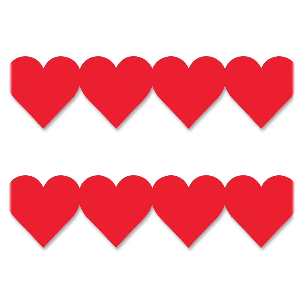 Hygloss Red Heart Globe Design Border Strips - Damage Resistant, Durable, Long Lasting - 36" Height x 3" Width - Red - 12 / Pack. Picture 2