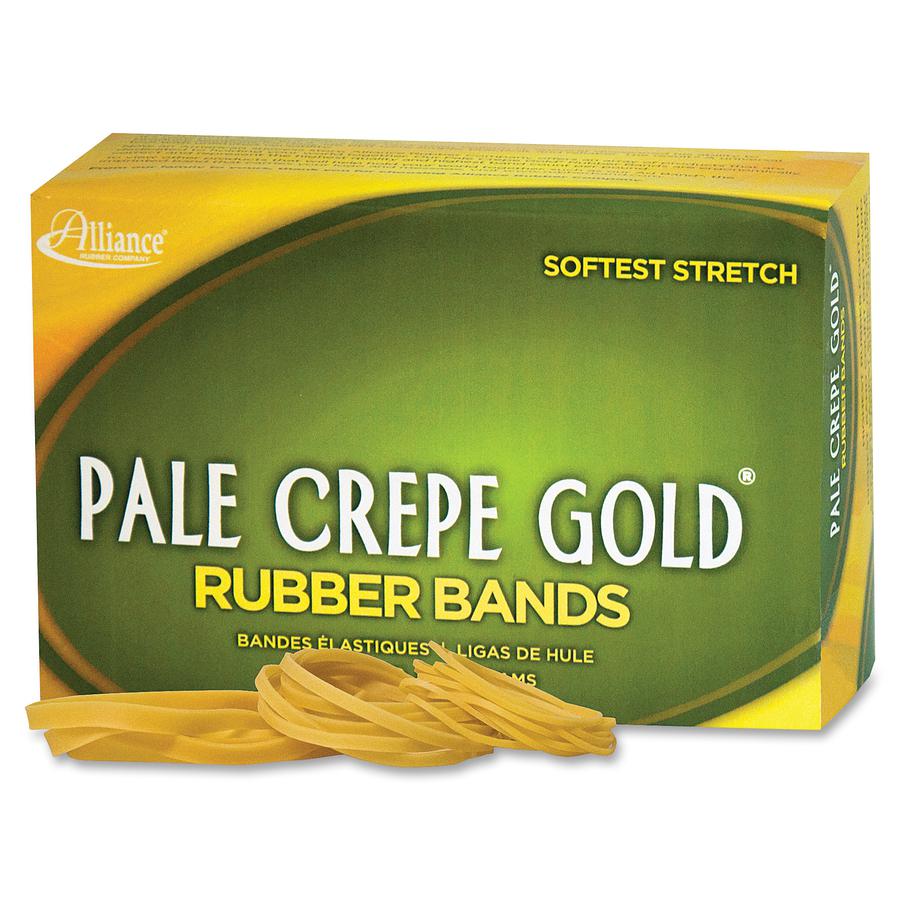 Alliance Rubber 20545 Pale Crepe Gold Rubber Bands - Size #54 - Assorted Sizes - Golden Crepe - 1 lb Box. Picture 2