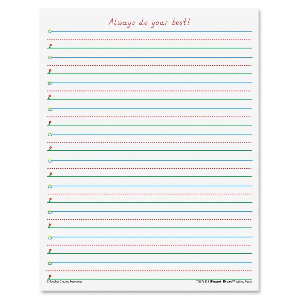 Teacher Created Resources Smart Start 1 - 2 Writing Paper - Letter - 0.63" Ruled - 8 1/2" x 11" - White Paper - 360 / Pack. Picture 2