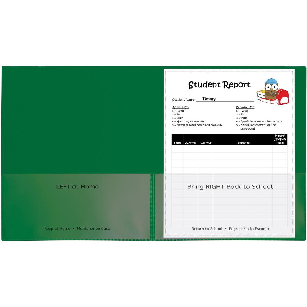 C-Line Classroom Connector Letter Report Cover - 8 1/2" x 11" - 2 Internal Pocket(s) - Green - 25 / Box. Picture 2