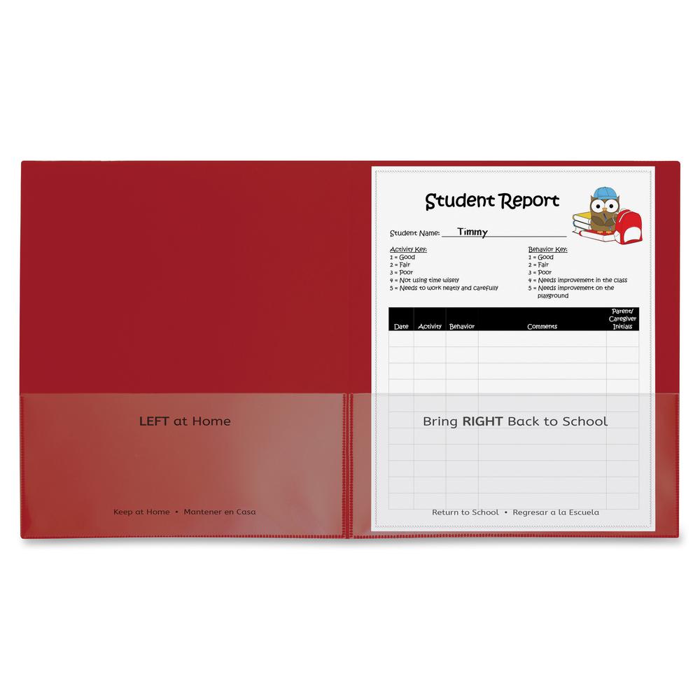 C-Line Classroom Connector Letter Report Cover - 8 1/2" x 11" - 2 Internal Pocket(s) - Polypropylene - Red - 25 / Box. Picture 3
