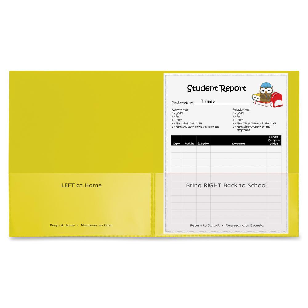 C-Line Classroom Connector Letter Report Cover - 8 1/2" x 11" - 2 Internal Pocket(s) - Polypropylene - Yellow - 25 / Box. Picture 2