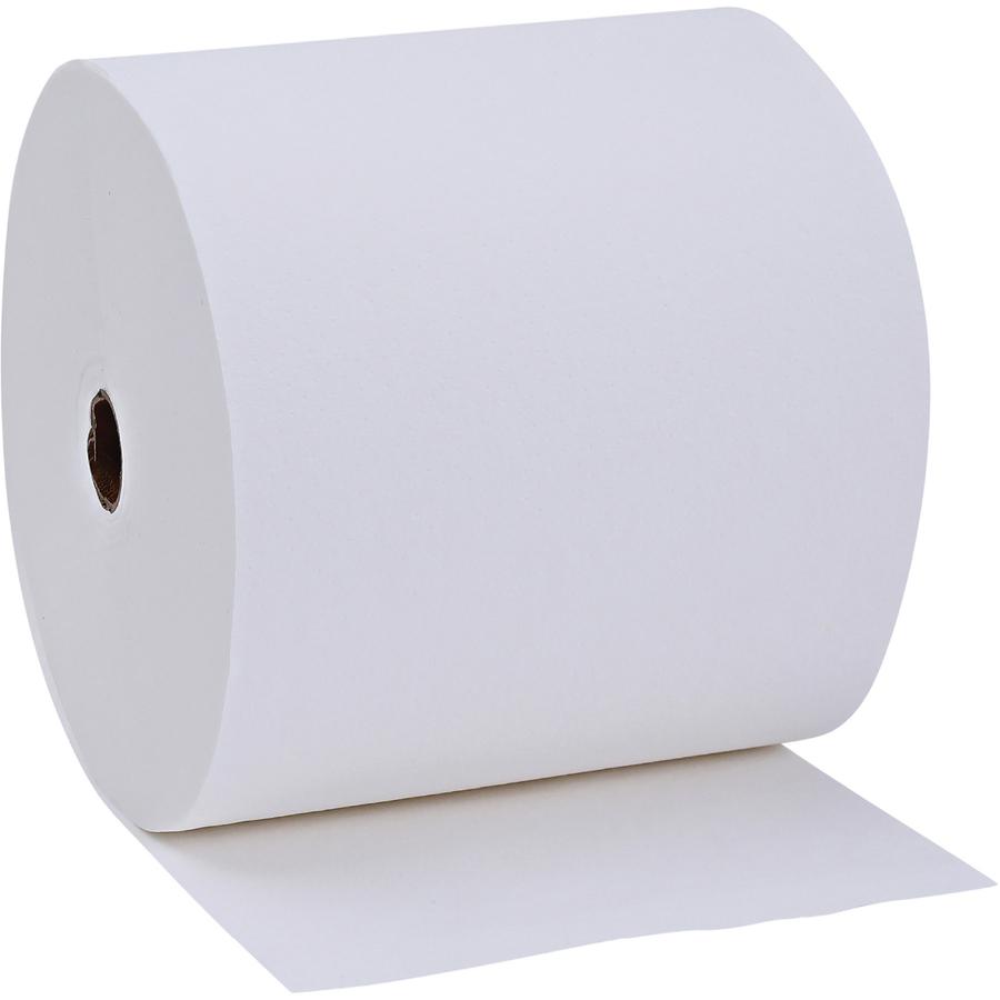 Genuine Joe Solutions 1-ply Hardwound Towels - 1 Ply - 7" x 600 ft - 0.98" Core - White - Virgin Fiber - Embossed, Absorbent, Soft, Chlorine-free, Strong - 6 / Carton. Picture 5