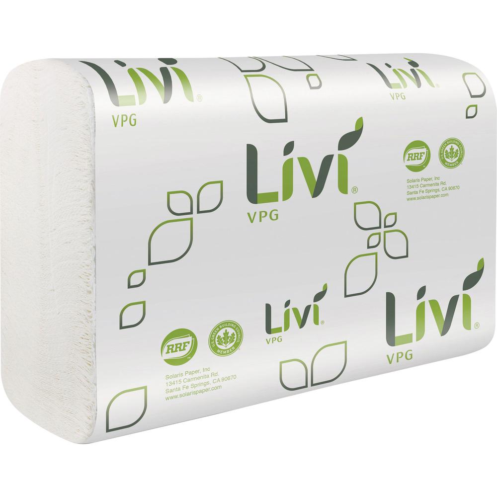 Livi Solaris Paper Multifold Paper Towels - 1 Ply - Multifold - 9.06" x 9.45" - White - Virgin Fiber, Paper - Eco-friendly, Soft, Embossed - For Multipurpose - 250 Per Pack - 16 / Carton. Picture 3