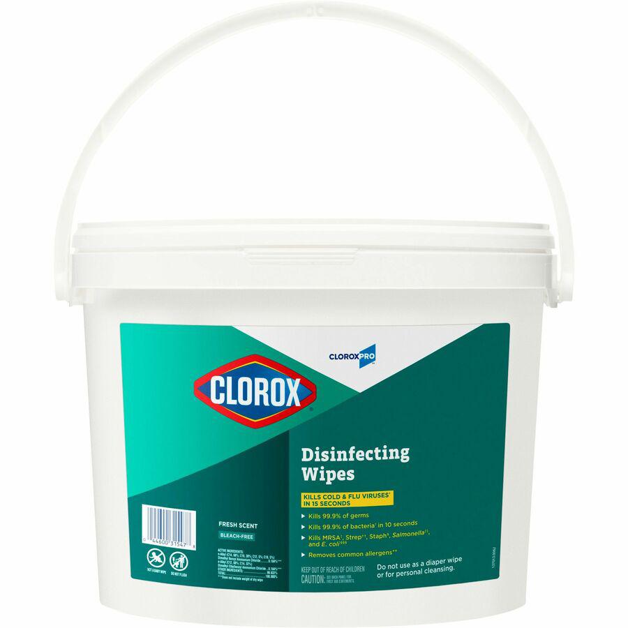 CloroxPro&trade; Disinfecting Wipes - Ready-To-Use - Fresh Scent - 700 / Bucket - 1 Each - Pre-moistened, Anti-bacterial, Textured - White. Picture 19