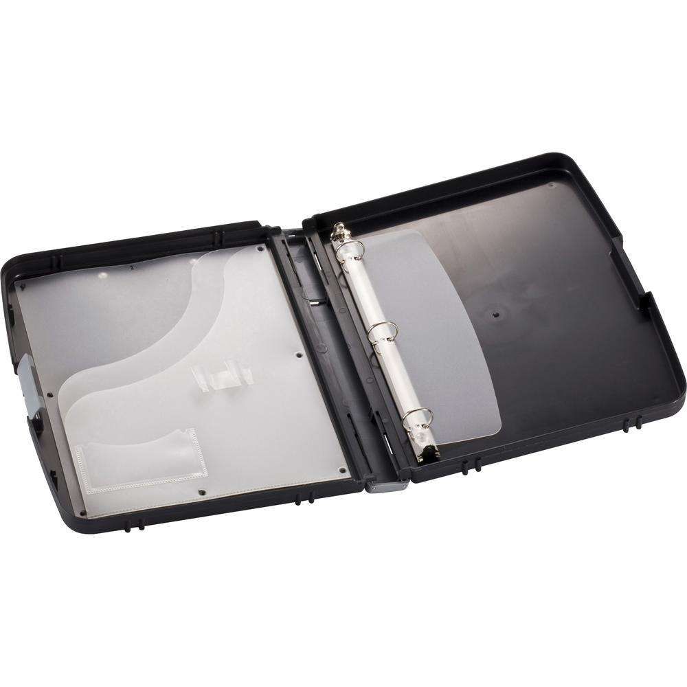 Officemate Ringbinder Clipboard Storage Box - 8 19/64" , 8 1/2" x 11 45/64" , 11" - Spring Clip - Plastic - Charcoal - 1 Each. Picture 2