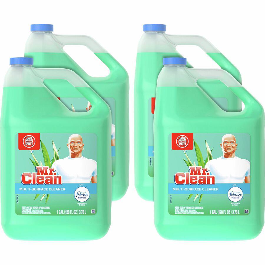 Mr. Clean Multipurpose Cleaner with febreze - Liquid - 128 fl oz (4 quart) - Meadows & Rain ScentBottle - 4 / Carton - Green. Picture 2